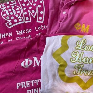 Lot of 4 Phi Mu collegiate shirts size S small